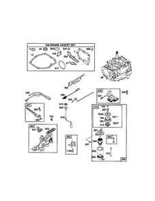 Short Block/Motor Starter Diagram and Parts List for 124T05-0774-EA  Briggs and Stratton Engine